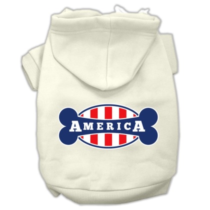 Bonely in America Screen Print Pet Hoodies Cream Size Lg