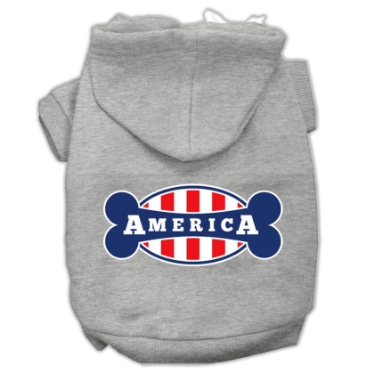 Bonely in America Screen Print Pet Hoodies Grey Size Lg
