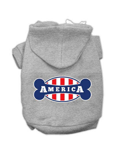 Bonely in America Screen Print Pet Hoodies Grey Size Lg