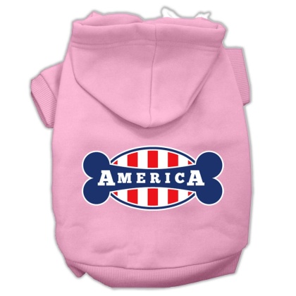 Bonely in America Screen Print Pet Hoodies Light Pink Size Lg