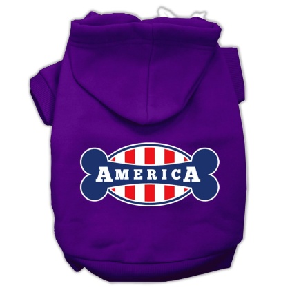 Bonely in America Screen Print Pet Hoodies Purple Size Lg
