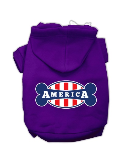 Bonely in America Screen Print Pet Hoodies Purple Size Lg