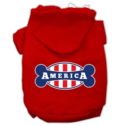 Bonely in America Screen Print Pet Hoodies Red Size Lg