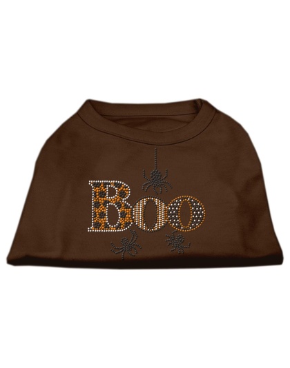 Boo Rhinestone Dog Shirt Brown Lg