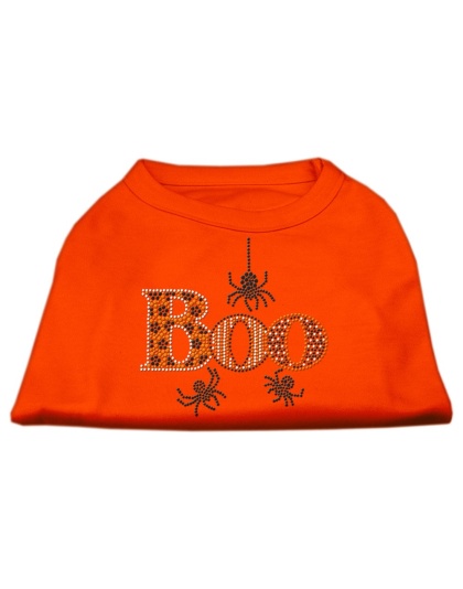 Boo Rhinestone Dog Shirt Orange Lg