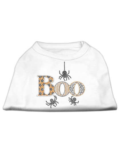 Boo Rhinestone Dog Shirt White Lg