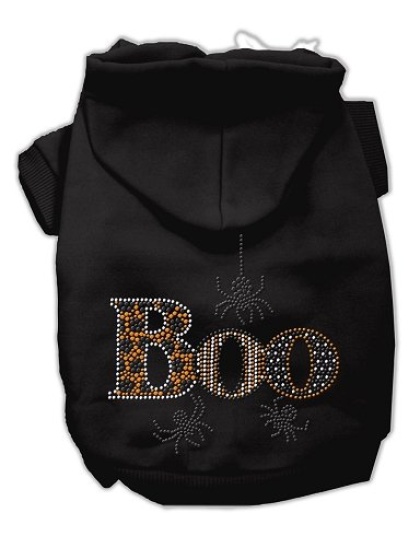 Boo Rhinestone Hoodies Black L