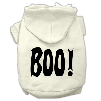 BOO! Screen Print Pet Hoodies Cream Size Lg