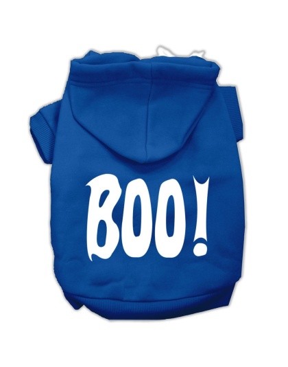 Boo! Screen Print Pet Hoodies Blue Size Lg