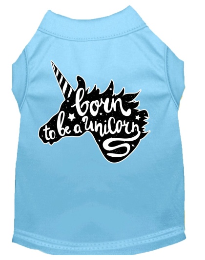 Born to be a Unicorn Screen Print Dog Shirt Baby Blue Lg