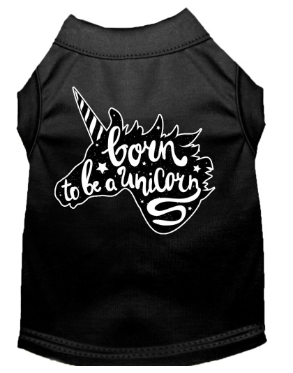 Born to be a Unicorn Screen Print Dog Shirt Black Lg