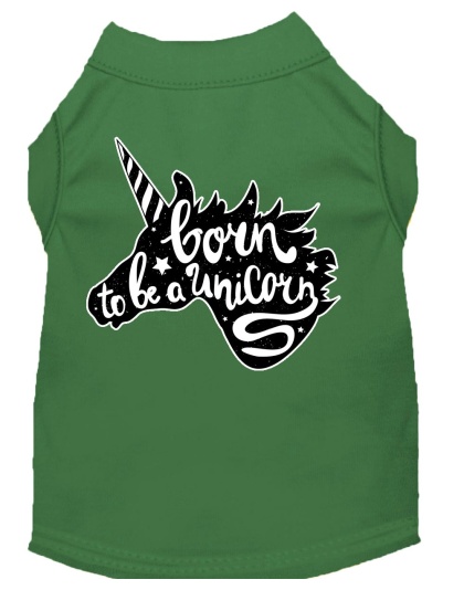 Born to be a Unicorn Screen Print Dog Shirt Green Lg