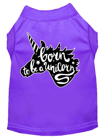 Born to be a Unicorn Screen Print Dog Shirt Purple Lg