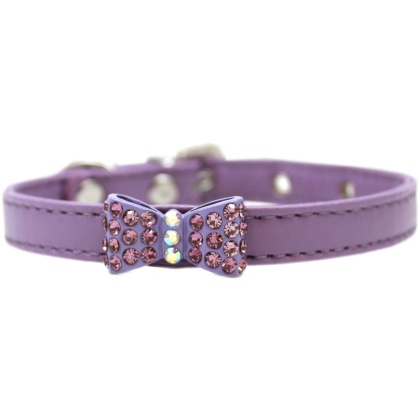 Bow-dacious Crystal Dog Collar Lavender Size 10