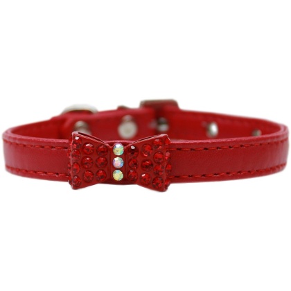 Bow-dacious Crystal Dog Collar Red Size 10