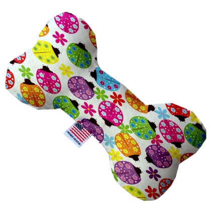 Bright Ladybugs 10 inch Canvas Bone Dog Toy