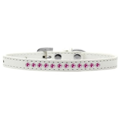 Bright Pink Crystal Size 10 White Puppy Collar