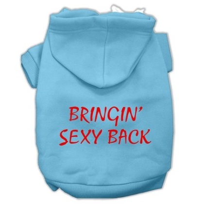 Bringin' Sexy Back Screen Print Pet Hoodies Baby Blue Size Lg