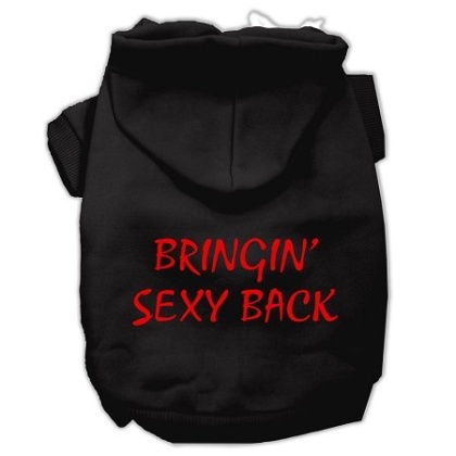 Bringin' Sexy Back Screen Print Pet Hoodies Black Size Lg