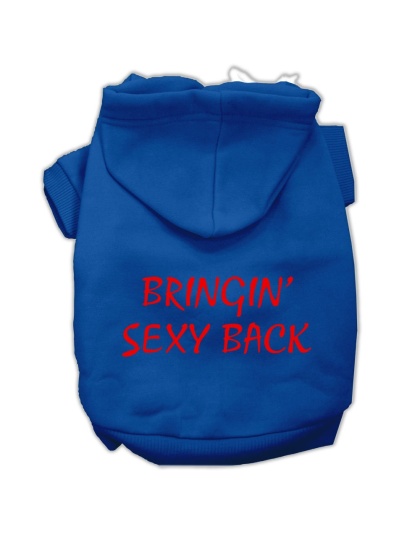 Bringin' Sexy Back Screen Print Pet Hoodies Blue Size Lg