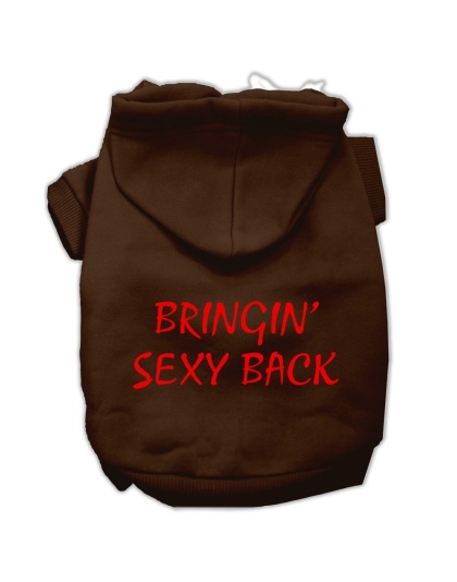 Bringin' Sexy Back Screen Print Pet Hoodies Brown Size Lg