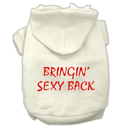 Bringin' Sexy Back Screen Print Pet Hoodies Cream Size Lg