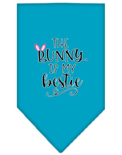 Bunny is my Bestie Screen Print Bandana Turquoise Large