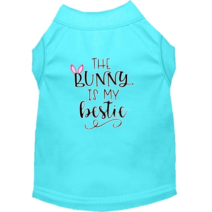 Bunny is my Bestie Screen Print Dog Shirt Aqua Lg