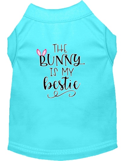 Bunny is my Bestie Screen Print Dog Shirt Aqua Lg