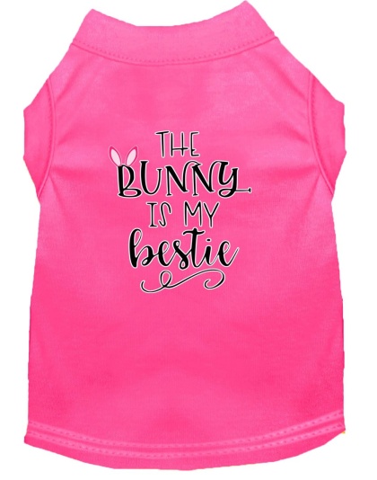 Bunny is my Bestie Screen Print Dog Shirt Bright Pink Lg