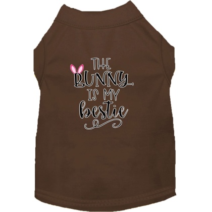 Bunny is my Bestie Screen Print Dog Shirt Brown Lg