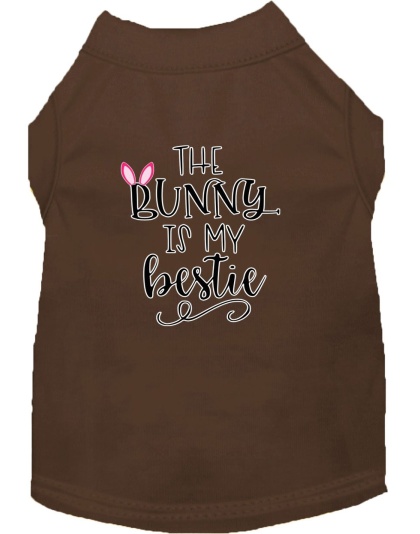 Bunny is my Bestie Screen Print Dog Shirt Brown Lg