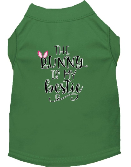 Bunny is my Bestie Screen Print Dog Shirt Green Lg