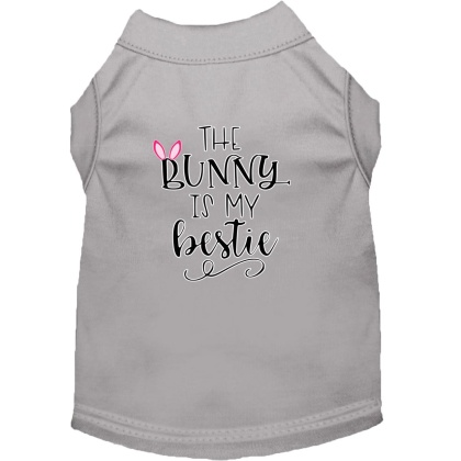 Bunny is my Bestie Screen Print Dog Shirt Grey Lg