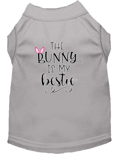 Bunny is my Bestie Screen Print Dog Shirt Grey Lg