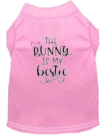Bunny is my Bestie Screen Print Dog Shirt Light Pink Lg