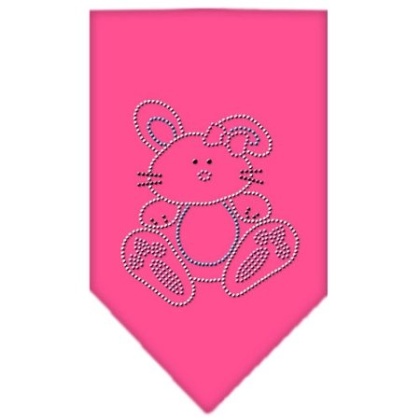 Bunny Rhinestone Bandana Bright Pink Large