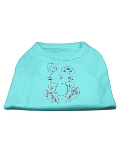 Bunny Rhinestone Dog Shirt Aqua Lg