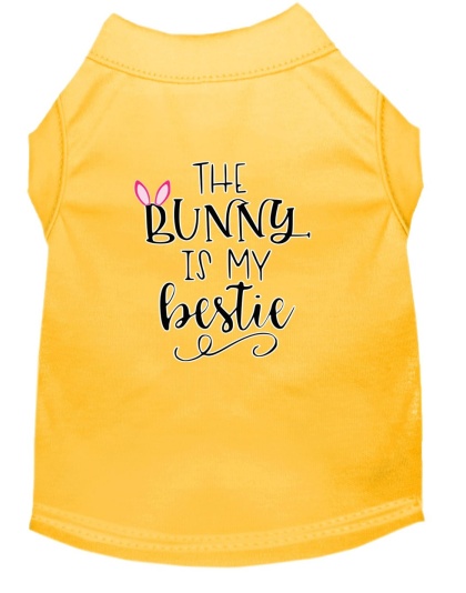 Bunny is my Bestie Screen Print Dog Shirt Yellow Lg