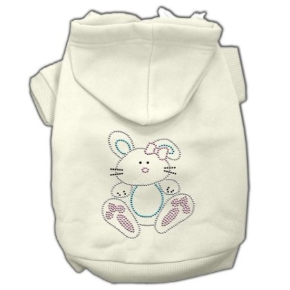 Bunny Rhinestone Hoodies Cream L