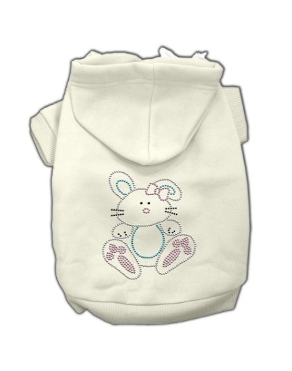 Bunny Rhinestone Hoodies Cream L