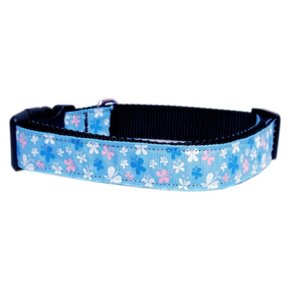 Butterfly Nylon Ribbon Collar Blue Large