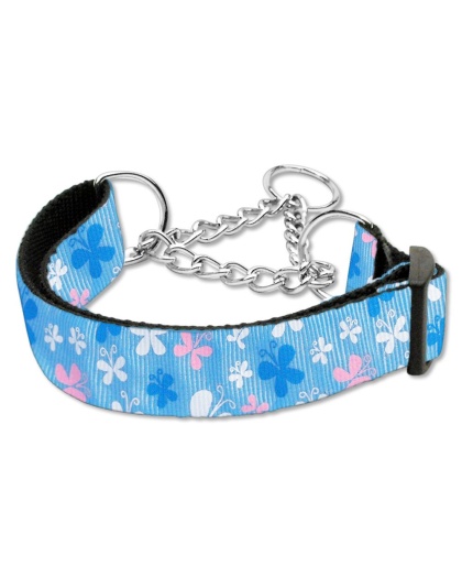 Butterfly Nylon Ribbon Collar Martingale Blue Large