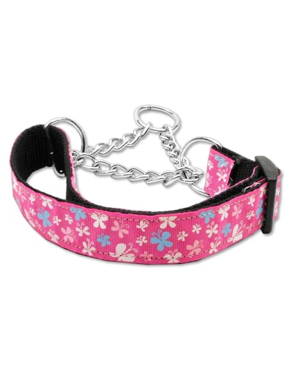 Butterfly Nylon Ribbon Collar Martingale Pink Large