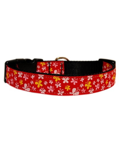 Butterfly Nylon Ribbon Collar Red Large