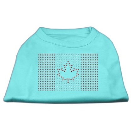 Canadian Flag Rhinestone Shirts Aqua L