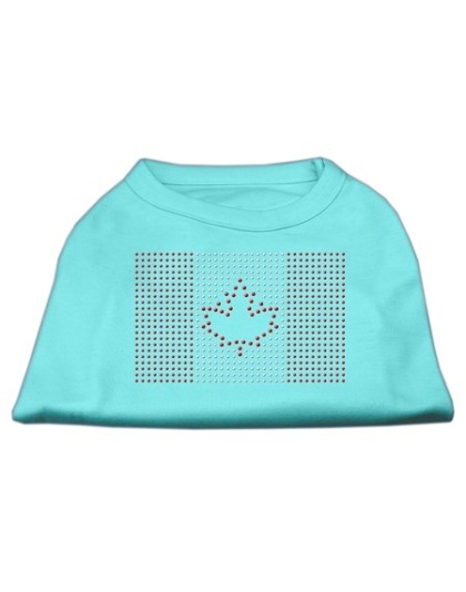 Canadian Flag Rhinestone Shirts Aqua L