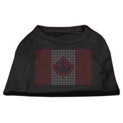 Canadian Flag Rhinestone Shirts Black L