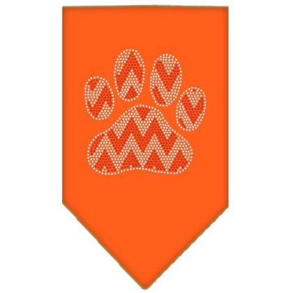 Candy Cane Chevron Paw Rhinestone Bandana Orange Large