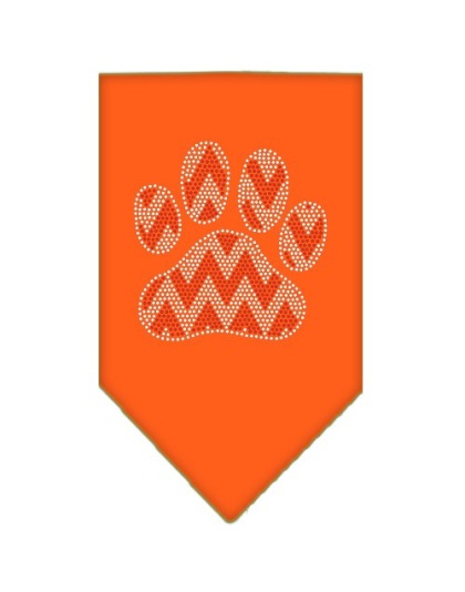 Candy Cane Chevron Paw Rhinestone Bandana Orange Large